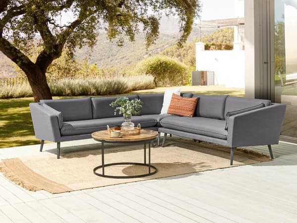 Hagesofa Grå Polyester 5-seters Sofa med UV-bestandig Moderne Design