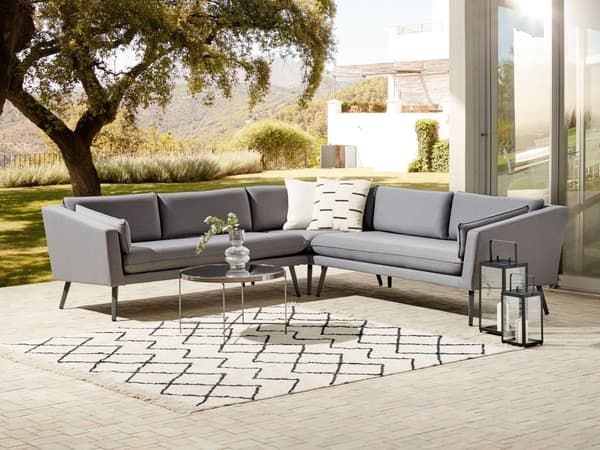 Hagesofa Grå Polyester 5-seters Sofa med UV-bestandig Moderne Design