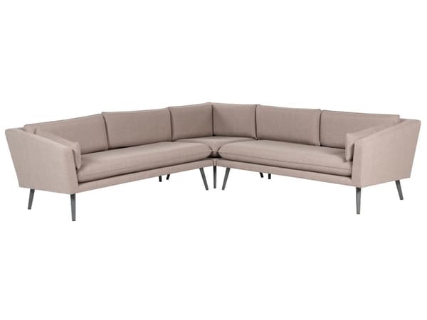 Utendørs Hjørnesofa Beige Polyester 5-seters Hagesofa UV-bestandig Moderne Design