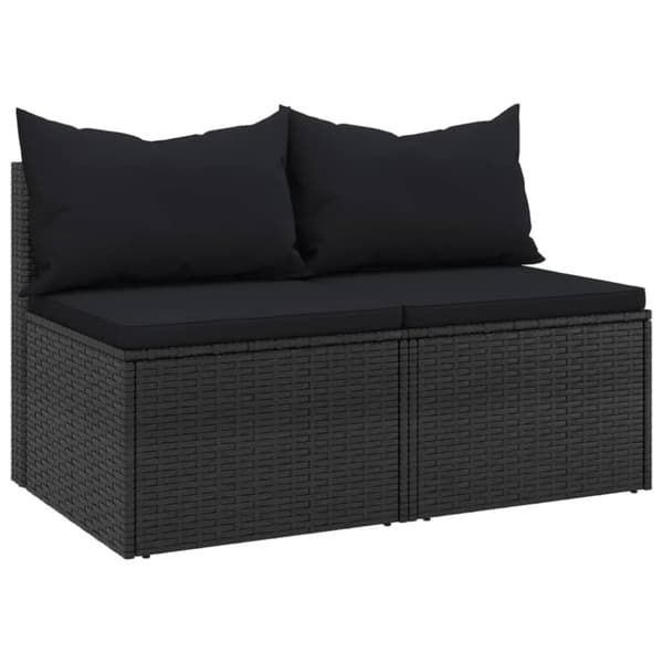 vidaXL midtermoduler til havesofa 2 stk. med hynder polyrattan sort