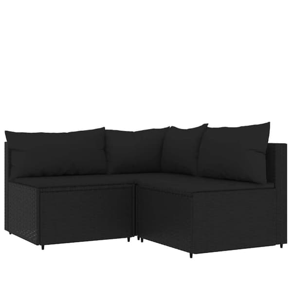 vidaXL loungesæt til haven 4 dele med hynder polyrattan sort