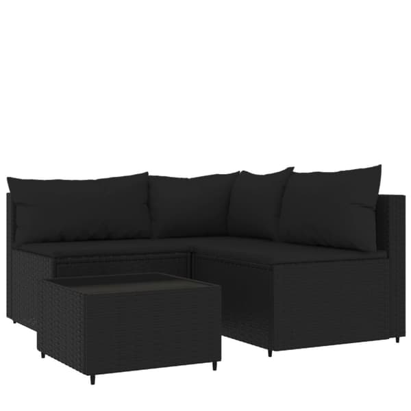 vidaXL loungesæt til haven 4 dele med hynder polyrattan sort