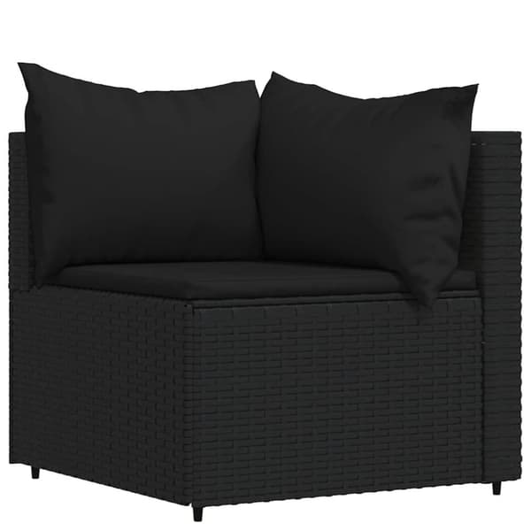 vidaXL Loungegrupp för trädgården med dynor 4 delar svart konstrotting