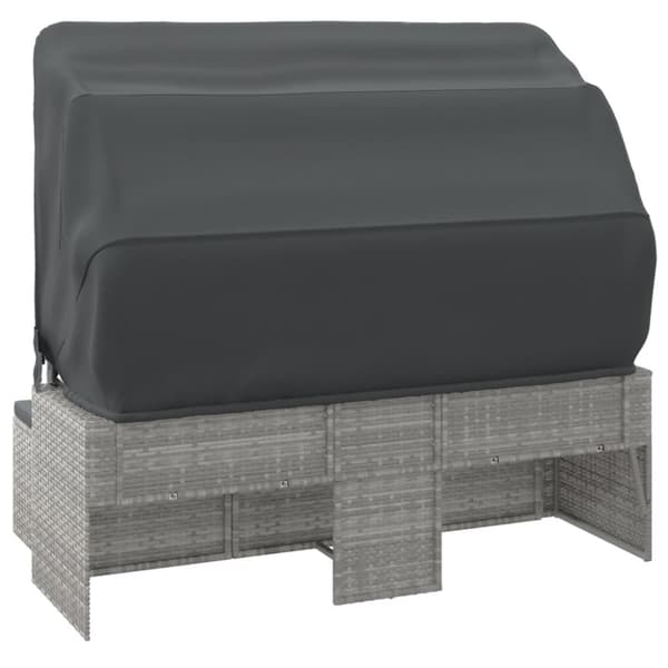 vidaXL 3-personers havesofa med tag og fodskammel polyrattan grå