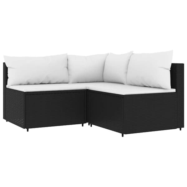 vidaXL loungesæt til haven 4 dele med hynder polyrattan sort