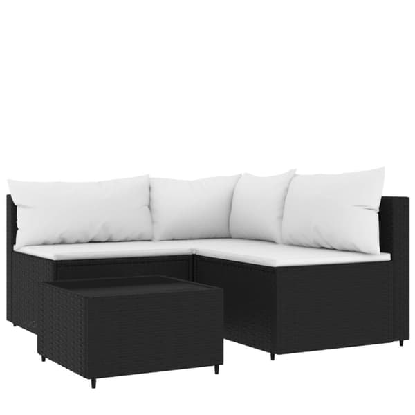 vidaXL loungesæt til haven 4 dele med hynder polyrattan sort