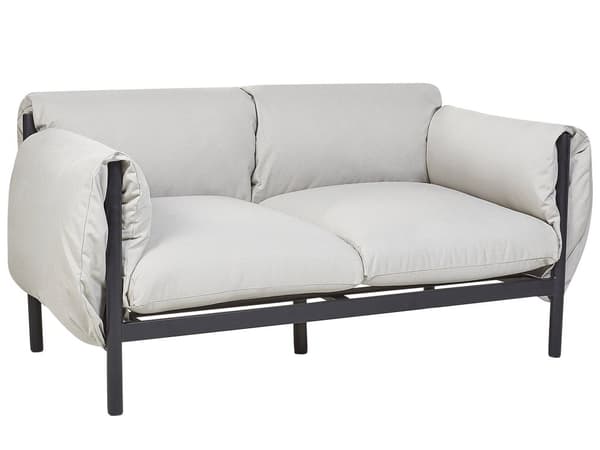 Ulkosohva vaaleanharmaa 144 x 96 cm alumiini polyesterityynyt kahdelle ulos sisälle moderni