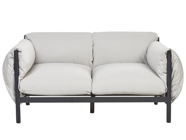 Ulkosohva vaaleanharmaa 144 x 96 cm alumiini polyesterityynyt kahdelle ulos sisälle moderni