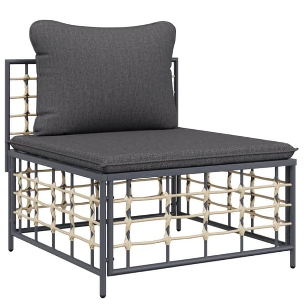 vidaXL Loungegrupp 10 delar med dynor antracit konstrotting