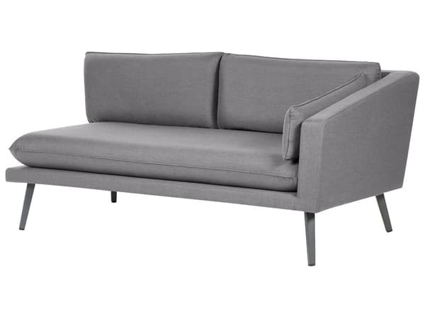 Utesoffa Grå Polyester Klädsel 3 Sittplatser Trädgårdssoffa Vänster UV Vattenbeständig Modern Design Vardagsrum