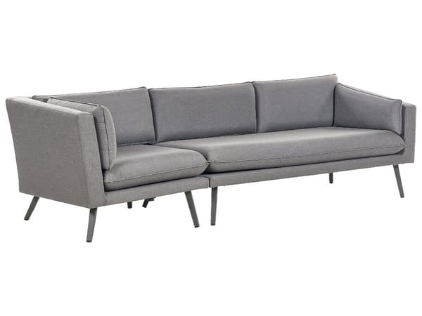 Utesoffa Grå Polyester Klädsel 3 Sittplatser Trädgårdssoffa Vänster UV Vattenbeständig Modern Design Vardagsrum