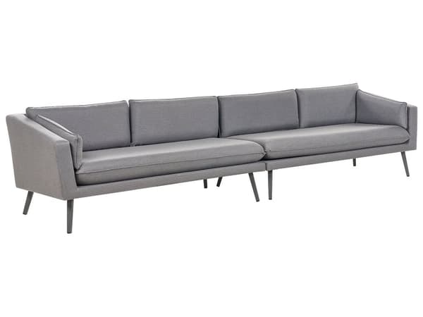 Utesoffa Grå Polyester Klädsel 4 Sittplatser Trädgårdssoffa UV Vattenresistent Modern Design Vardagsrum