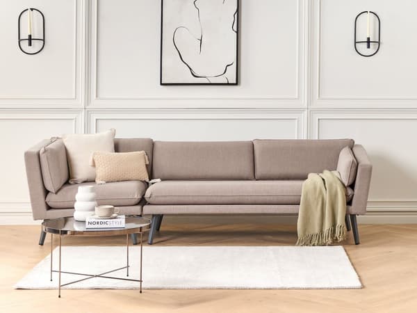 Ulkosohva beige kolmelle kangasverhoilu alumiini vasen irrotettavat päälliset UV-kestävä moderni