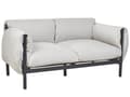 Miniatyrbilde 4 av 9: Hagesofa 2-seters Aluminium Svart Lysegrå puter Vannbestandig stoff