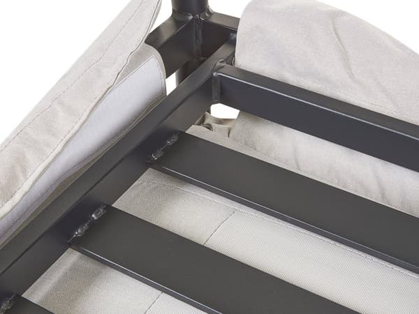 Hagesofa 2-seters Aluminium Svart Lysegrå puter Vannbestandig stoff