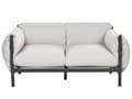 Miniatyrbilde 1 av 9: Hagesofa 2-seters Aluminium Svart Lysegrå puter Vannbestandig stoff
