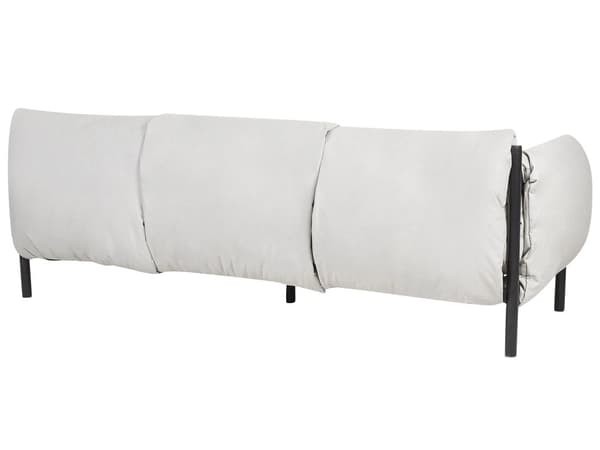 Hagesofa 3-seters Aluminium Grå Svart Aluminiumsramme Lysegrå puter