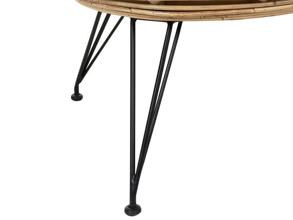Sohva luonnonväri kahdelle rottinki rautajalat vaalea beige puuvilla pehmuste boho