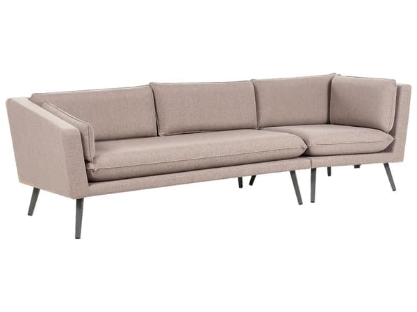 Utendørssofa beige polyesterpolstring 3-seters hagesofa høyrehånds UV-vannbestandig moderne design stue