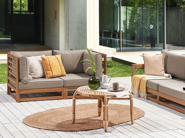 Hagesofa Taupe Sertifisert lys akasietre Utendørs 2-seter med puter Moderne design