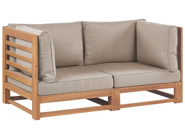 Hagesofa Taupe Sertifisert lys akasietre Utendørs 2-seter med puter Moderne design