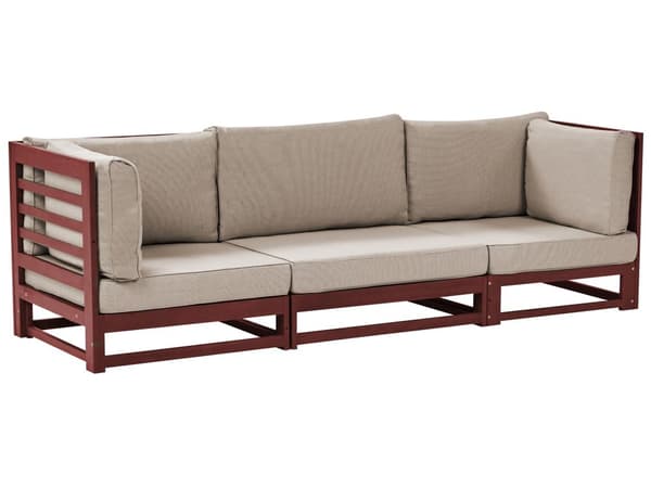 Trädgårdssoffa Taupe Mahogny Akaciaträ Certifierat Trä 3-sitsig med Dynor Modern Design Uteplats Trädgård
