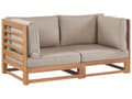 Miniatyrbild 1 av 11: Trädgårdssoffa Taupe Ljust Akaciaträ Certifierat Trä 2-sitsig med Dynor Modern Design Uteplats Trädgård