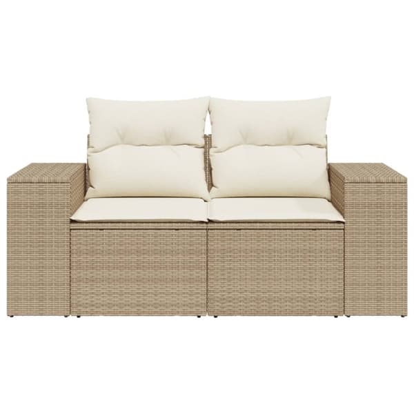 vidaXL Trädgårdssoffa 2-sits med dynor konstrotting beige