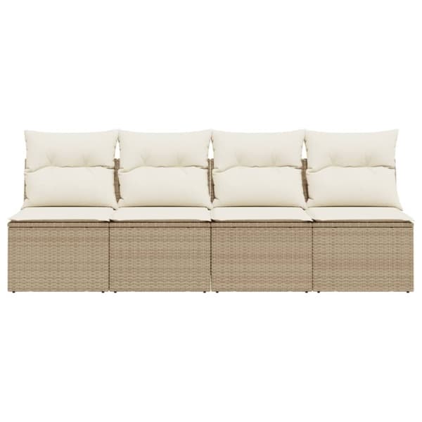 vidaXL 4-personers havesofa med hynder polyrattan beige