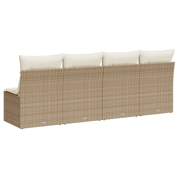 vidaXL 4-personers havesofa med hynder polyrattan beige
