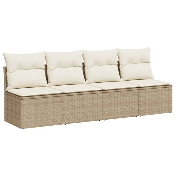 vidaXL 4-personers havesofa med hynder polyrattan beige