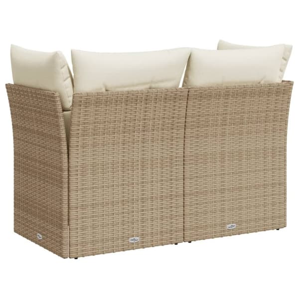 vidaXL 2-personers havesofa med hynder polyrattan beige