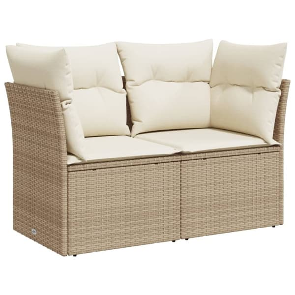 vidaXL Trädgårdssoffa 2-sits med dynor konstrotting beige
