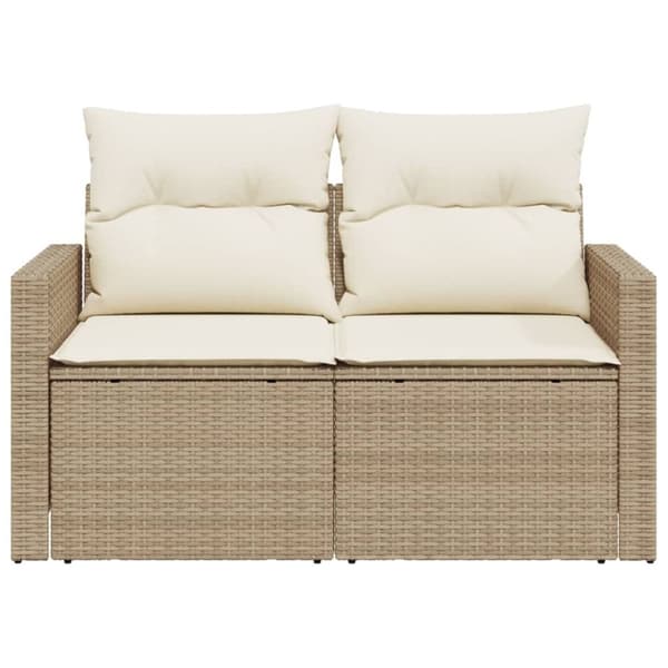 vidaXL 2-personers havesofa med hynder polyrattan beige