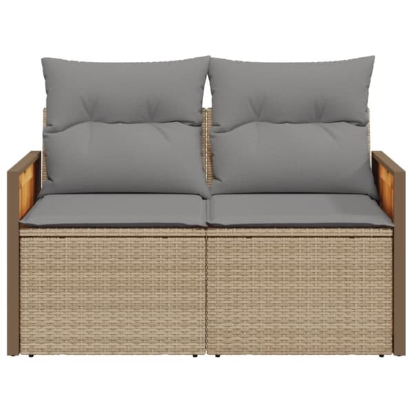 vidaXL Trädgårdssoffa 2-sits med dynor konstrotting beige