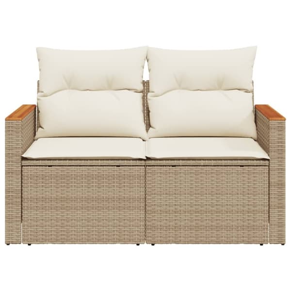 vidaXL 2-personers havesofa med hynder polyrattan beige