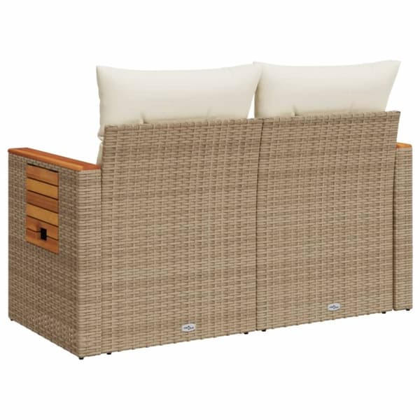 vidaXL 2-personers havesofa med hynder polyrattan beige