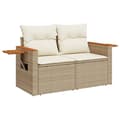 Miniatyrbillede 7 af 11: vidaXL 2-personers havesofa med hynder polyrattan beige