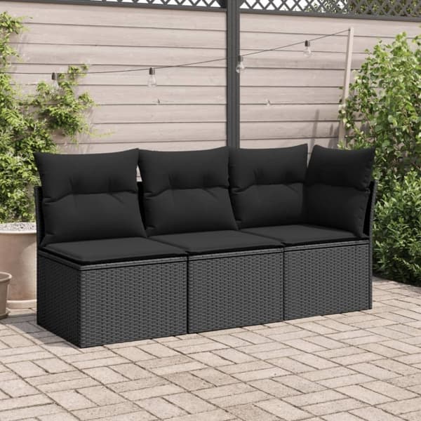 vidaXL sofamodul til haven med hynder polyrattan sort