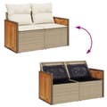 Miniatyrbillede 8 af 11: vidaXL 2-personers havesofa med hynder polyrattan beige