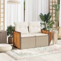 Miniatyrbillede 2 af 11: vidaXL 2-personers havesofa med hynder polyrattan beige