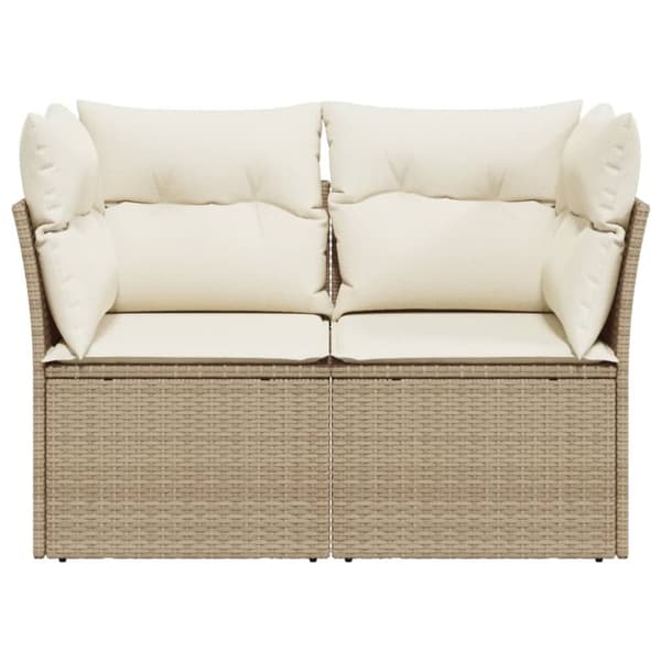 vidaXL Trädgårdssoffa 2-sits med dynor konstrotting beige