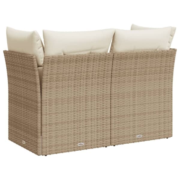 vidaXL Trädgårdssoffa 2-sits med dynor konstrotting beige