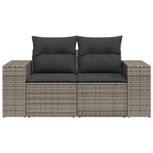 vidaXL 2-personers havesofa med hynder polyrattan grå