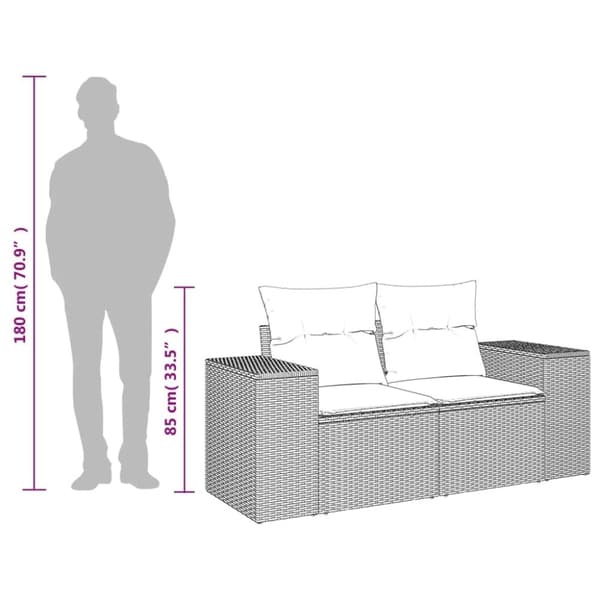 vidaXL 2-personers havesofa med hynder polyrattan grå
