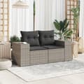 Miniatyrbillede 2 af 11: vidaXL 2-personers havesofa med hynder polyrattan grå