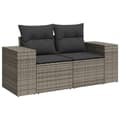 Miniatyrbillede 1 af 11: vidaXL 2-personers havesofa med hynder polyrattan grå