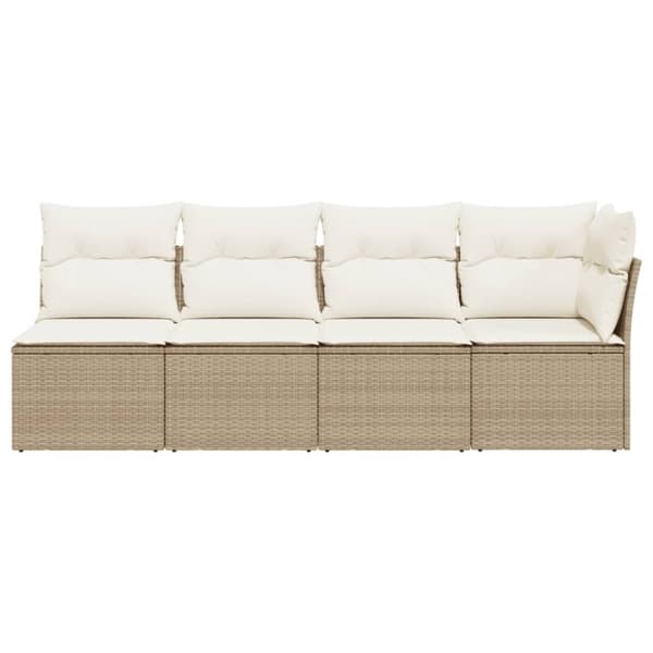 vidaXL Trädgårdssoffa 4-sits med dynor konstrotting beige