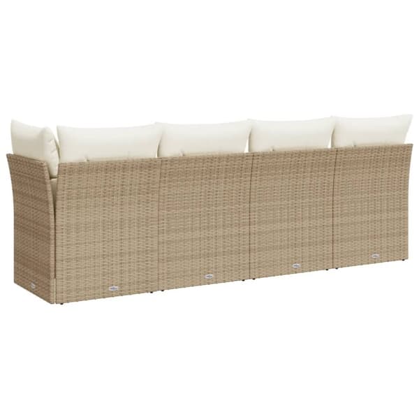 vidaXL Trädgårdssoffa 4-sits med dynor konstrotting beige