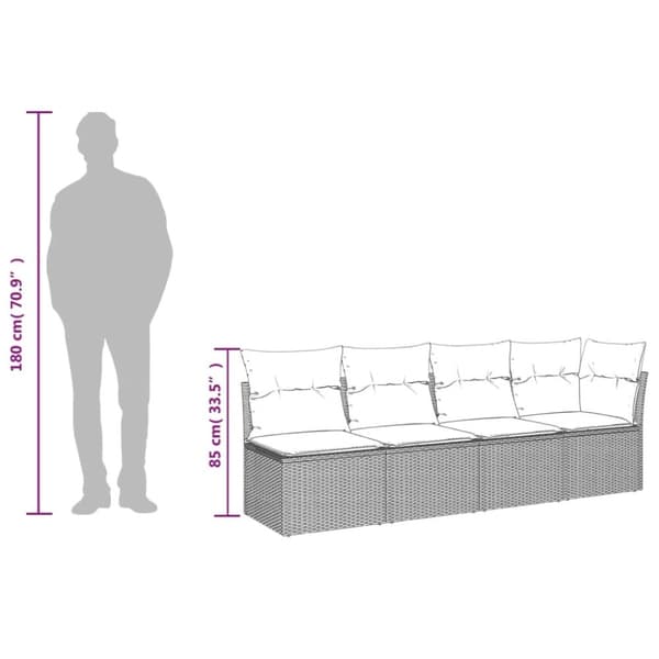 vidaXL Trädgårdssoffa 4-sits med dynor konstrotting beige